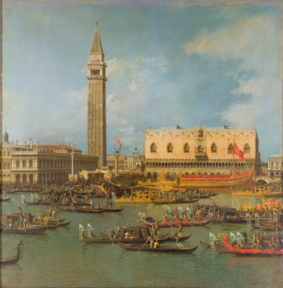 Ansicht des Markuspalastes, Venedig, mit Vorbereitungen für die Hochzeit des Dogen von Giovanni Antonio Canal